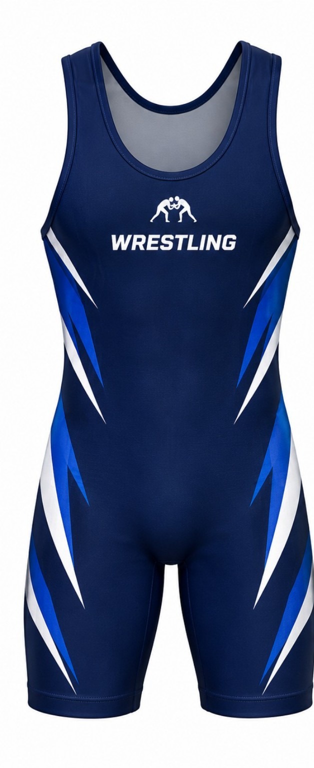 Wrestling Singlet - Navy Bolt front view